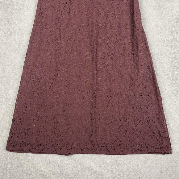 M.S.S.P. Dress Womens 8 Burgundy Floral Lace Overlay Sleeveless Scoop Neck Lined - Picture 3 of 13